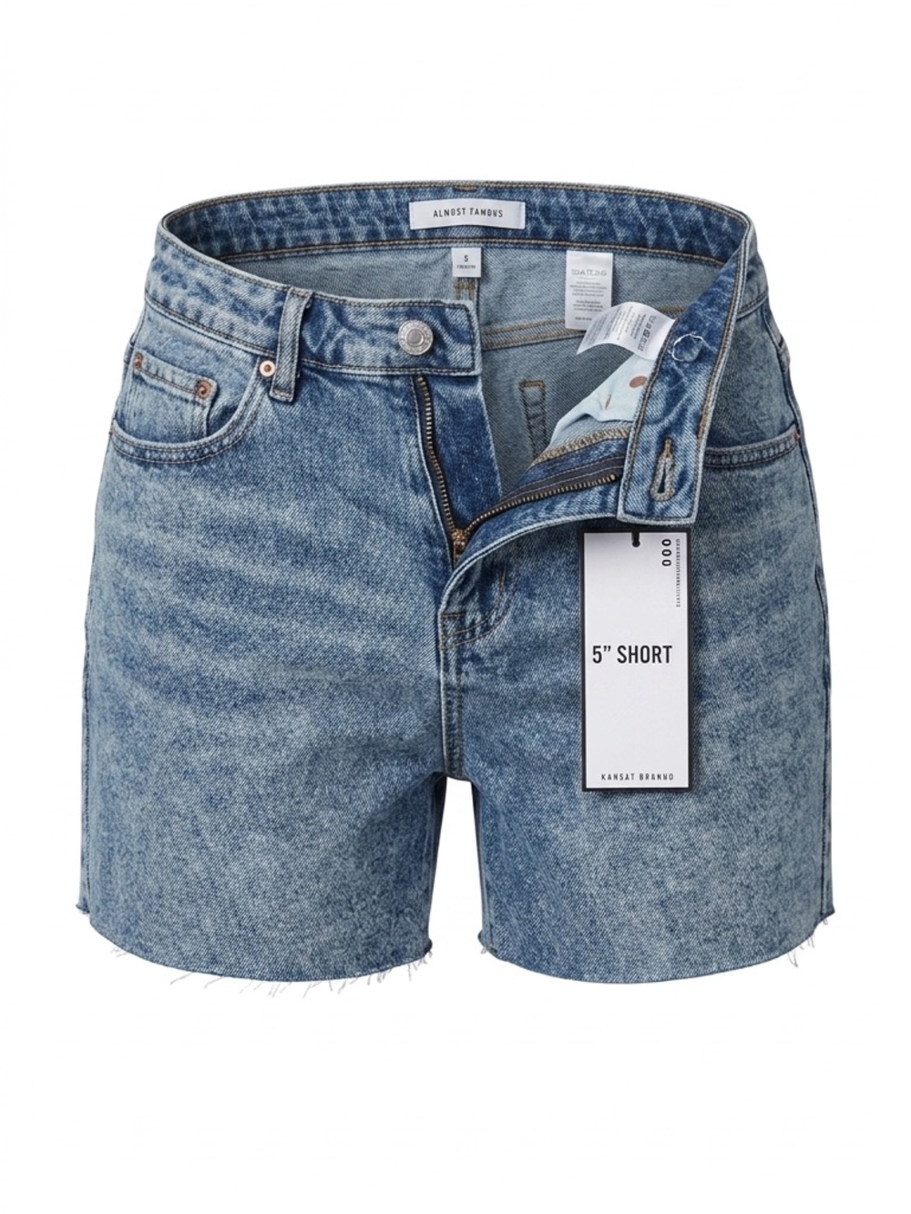 NWT Almost Famous High-Rise Acid Wash Denim Shorts - 5"